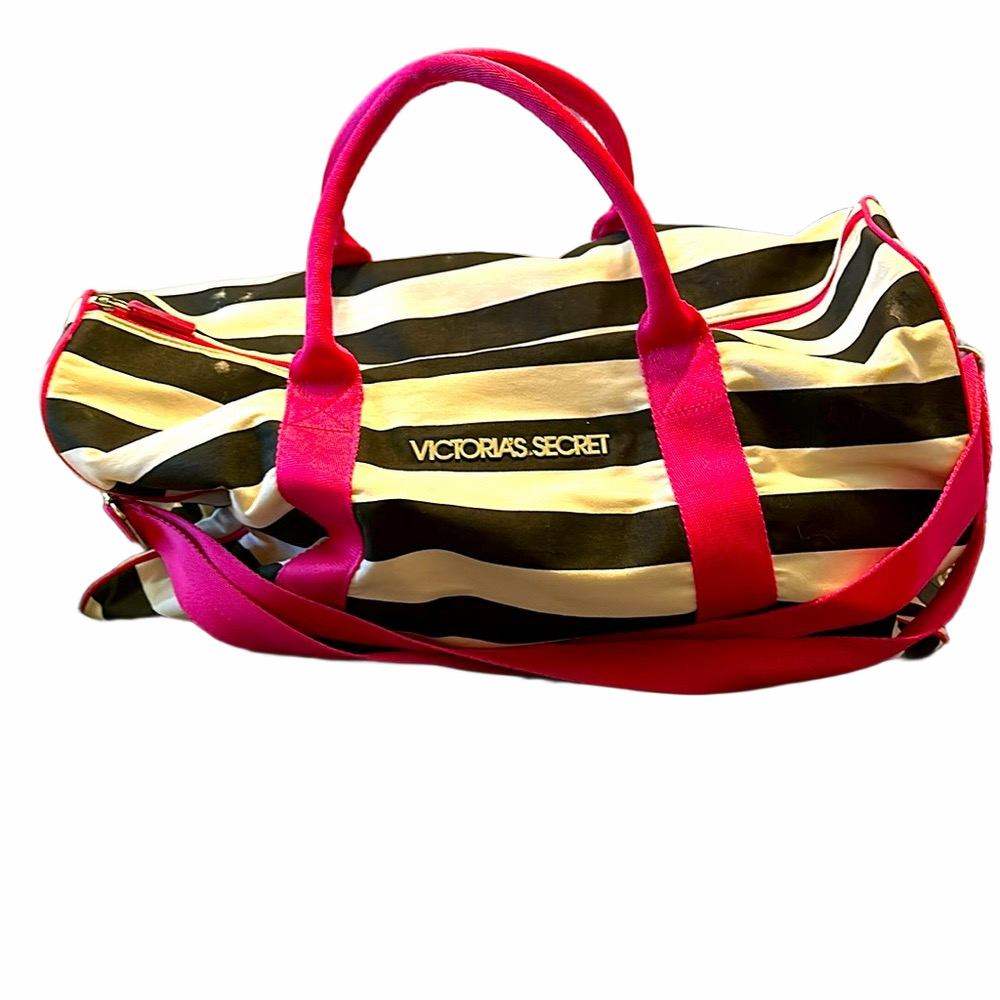 Black Striped Weekender Bag